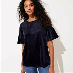 Loft | Navy Velvet Top